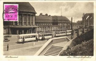 1930 Dortmund, Am Hauptbahnhof / railway station, trams. TCV card (EK)