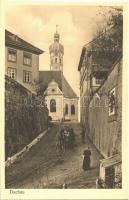 1912 Dachau, street view, church. Ottmar Zieher