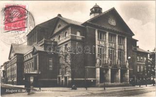 1928 Hagen, Stadttheater / theatre + HAGEN (WESTF.) INDUSTRIESTADT So. Stpl.
