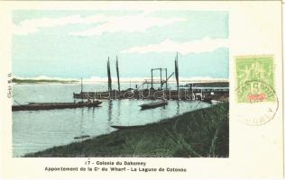 Cotonou, Appontement de la Cie du Wharf, La Lagune / lagoon, port, canoes