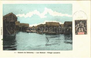 Village Lacustre, Lac Nokoué / lakeside village, canoes (creases)