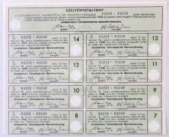 Szombathely 1938. "Szombathelyi Takarékpénztár Részvénytársaság" 10db részvénye egyenként ...
