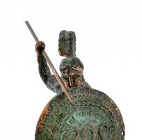 Leónidasz réz figura, alabástrom talapzaton, m: 12,5 cm