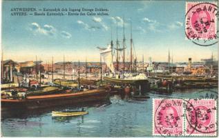 1927 Antwerp, Anvers, Antwerpen; Kattendyk dok Ingang Drooge Dokken / dry docks, sailing vessel, steamships, boats. TCV card (EK)