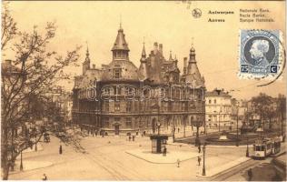 1926 Antwerp, Anvers, Antwerpen; Nationale Bank / bank, tram. TCV card
