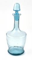 Nagy likőrös, kék színű üveg dugóval, apró kopásokkal, m: 30 cm