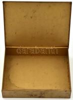 Fém doboz, orientális motívumokkal díszített, kopott, 10×13x3 cm