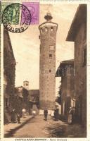 1929 Castellazzo Bormida, Torre Orologio / street view, bicycle, clock tower. TCV card