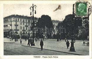 1931 Torino, Turin; Piazza Carlo Felice / street view, tram. TCV card