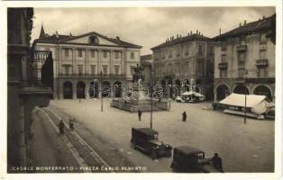 1931 Casale Monferrato, Piazza Carlo Alberto / square, street view, automobiles, bank (EK)