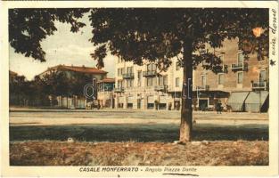 1930 Casale Monferrato, Angolo Piazza Dante / square, street view, shops (EB)