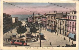 1929 Cagliari, Piazza Jenne, Largo Carlo Felice / street view, tram (EK)