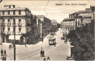 1930 Cagliari, Corso Vittorio Emanuele / street view, tram
