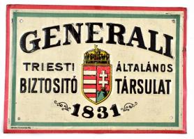 Generali Triesti Általános Biztosító Társulat 1831 fém tábla, kopásnyomokkal, 13×18 cm
