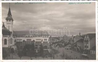 1940 Marosvásárhely, Targu Mures; Fő tér, városháza / main square, town hall. photo + 1940 Marosvásárhely visszatért So. Stpl