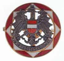 Ausztria DN Ausztria címeres aranyozott, zománcozott fém jelvény (29mm) T:2 tűnél ragasztónyom Austria ND Austria gilt, enamelled metal badge with coat of arms (29mm) C:XF glue mark at the pin