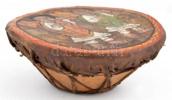 Dog, kézzel festett díszítéssel, kopásnyomokkal, d: 21 cm