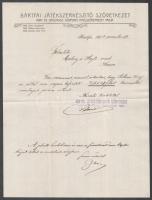 1909 Bártfa, a Bártfai Játékszerkészítő Szövetkezet fejléces papírja, rajta értesítéssel, kassai ügyfél részére.