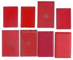 8db vegyes szocialista kitüntetés tokban, több miniatűrrel, közte "Kiváló Dolgozó", "...