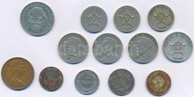 13db vegyes magyar és külföldi fémpénz, közte NSZK 1988. 2M, kubai pénzek T:vegyes 13pcs of mixed coins, with FRG 1988. 2 Mark, coins from Cuba C:mixed