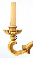 Barokk stílusú fa falikar, aranyozott, kopásokkal, h: 22 cm