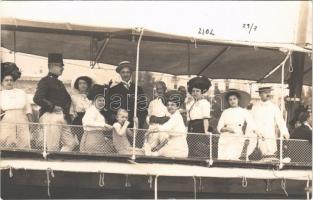1911 Abbazia, Opatija; elegáns fürdővendégek egy hajón / boat trip, spa guests. Photo-Manufaktur E. Jelussich photo