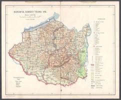 Baranya, Somogy, Tolna vármegye térképe, kiadja: Révai, hajtott, 24×29 cm