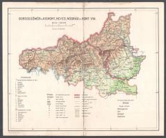 Borsod, Gömör és Kishont, Heves, Nógrád és Hont vármegye térképe, hajtott, hajtásnál szétszakadt, javított, 24×29 cm