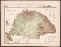 cca 1900 Magyarország hegy- és vízrajzi térképe, tervezte: Homolka József, Athenaeum Kézi Lexikona, 24×29 cm