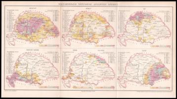 Magyarország népessége anyanyelv szerint, rajzolta Homolka József, kiadja: Posner Károlya Lajos és Fia, hajtott, 24×43 cm