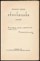 Bardócz Árpád: Fényáradás. Versek. Bp., 1935, a La Fontaine Irodalmi Társaság kiadása. Papírkötésben...