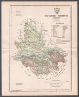 1893 Esztergom vármegye térképe,1:236.000, tervezte: Gönczy Pál, Pallas Nagy Lexikona, Bp., Posner, paszpartuban, 28x23 cm