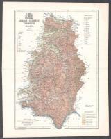 1895 Krassó-Szörény vármegye térképe, rajzolta: Gönczy Pál, kiadja: Posner Károly Lajos, 30×24 cm