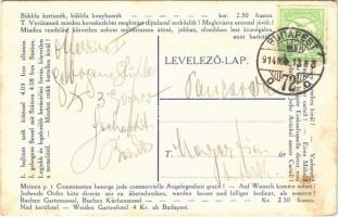 1914 Bárdos Ármin kereskedő üzletének reklámlapja. Budapest VII. Dob utca 98., 1914 Hungarian shop advertising card