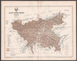 1893 Alsó-Fehér vármegye térképe, rajzolta: Gönczy Pál, kiadja: Posner Károly Lajos, 24×30 cm