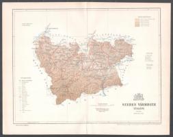 1893 Szeben vármegye térképe, rajzolta: Gönczy Pál, kiadja: Posner Károly Lajos, 24×30 cm