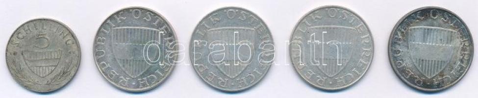 Ausztria 1961. 5Sch Ag + 1957-1973. 10Sch Ag (4xklf) T:2,2-
Austria 1961. 5 Schilling Ag + 1957-197...