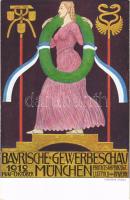 1912 Bayrische Gewerbeschau München Mai-Okt. Protektor S.K.H. Prinzregent Luitpold v. Bayern / Bavarian Trade Fair in Munich. advertising art postcard s: Ferdinand Spiegel