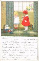 Gyerekek művészi képeslap. M. M. Nr. 878. s: Pauli Ebner, Children art postcard. M. M. Nr. 878. s: Pauli Ebner