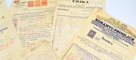 Székely és Mottl épitési vállalkozók részére szóló számlák, levelek, 5 db, közte: Frim Mór építület-...