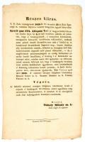 1848 Részes kiírás Zala megye részére, a bankjegyek beváltása miatti lakossági aggodalmak elcsítításáról 22x37 cm.