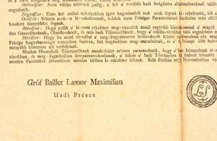 1805 Közönséges pardon. Amnesztiarendelet katonaszökevények részére Latour hadügyminiszter kiadása m...