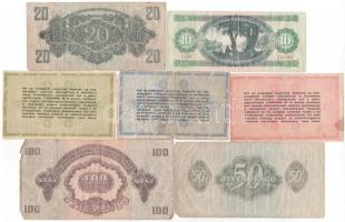 Vegyes 7db-os papírpénz tétel közte Vöröshadsereg Parancsnoksága és Adópengő valamint 1975. 10Ft T:I...