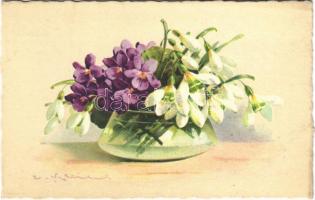 1931 Flowers. litho s: C. Klein, 1931 Virágok. litho s: C. Klein