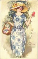 1927 Lady. Italian art postcard. Anna & Gasparini 609-5. artist signed (EK)