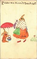 1922 Kellemes Húsvéti Ünnepeket! Kézzel rajzolt egyedi lap / Hand-drawn custom-made Easter greeting card (EK)