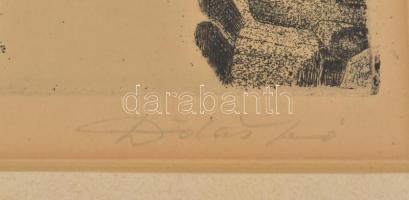 Dudás Jenő (1902-1991): Lovak ("Nyírfák"). Rézkarc, papír, jelzett, üvegezett keretben, 31...