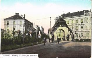 Temesvár, Timisoara; Andrássy út, Városligeti bejárat / street, park entry