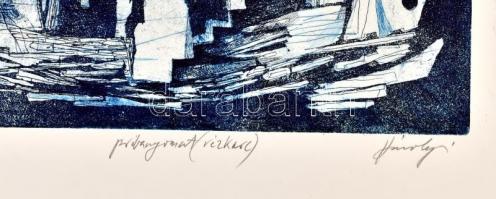 Károlyi András (?-?): A szerencse forgandó. Rézkarc, papír, jelzett, próbanyomat, 40x29 cm