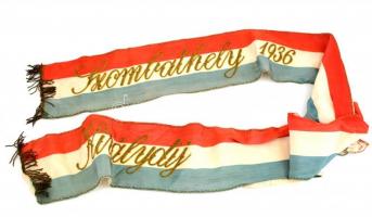 1936 Királydy (György herceg) Szombathely. Feliratos hímzett selyem zászló. 220 cm
